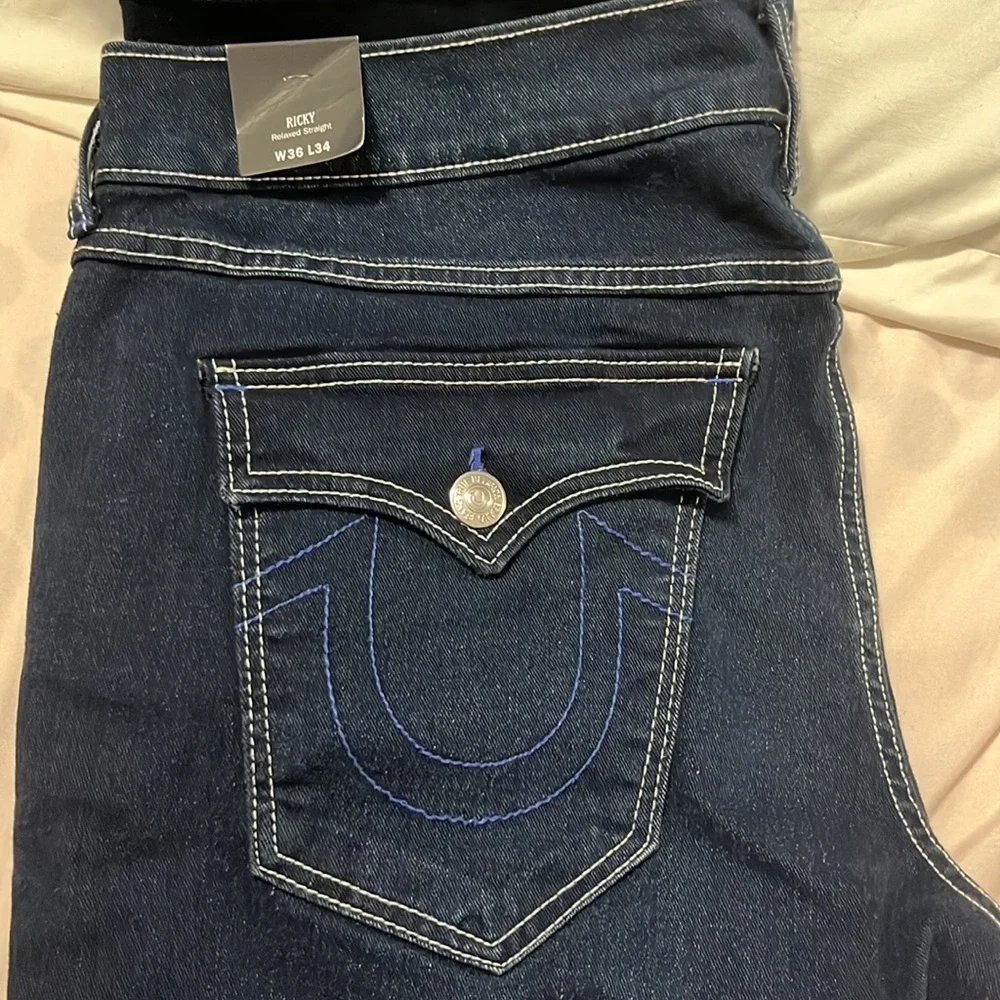 TRUE RELIGION RICKY SN FLAP STRAIGHT 36x34 JEANS